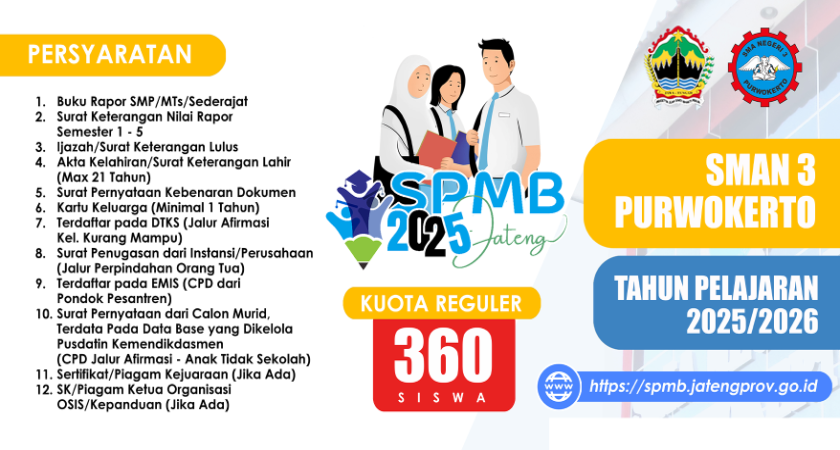 SPMB SMA NEGERI 3 PURWOKERTO TAHUN PELAJARAN 2025/2026